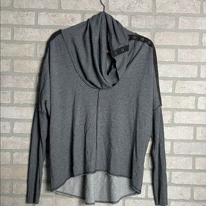 Raw Earth Wild Sky Gray Cowl Neck top shirt size L